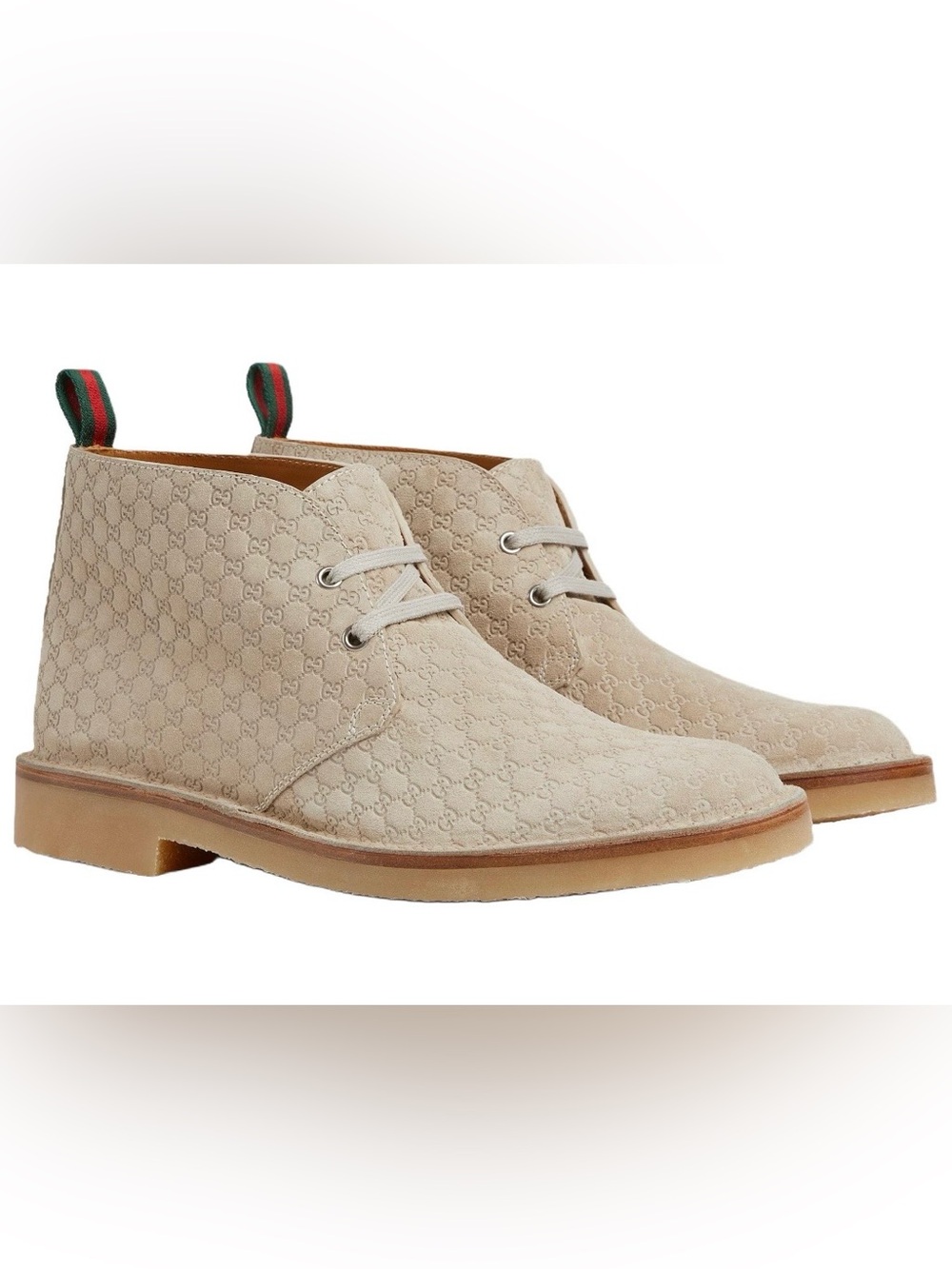 GUCCI Web GG Logo Ankle Boots Men's Oat 831283